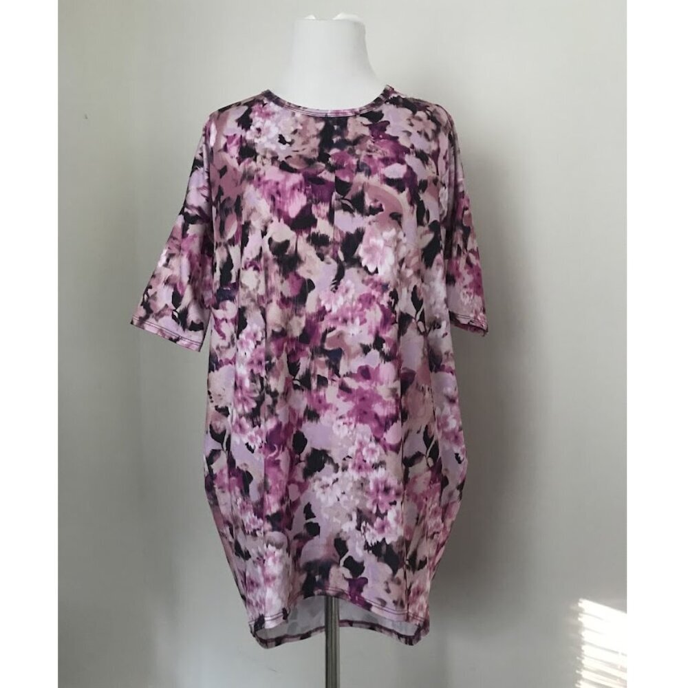 NWT Lularoe Irma Tunic Size XXS 2XS Pink Flower Floral Watercolor Shirt Top NEW